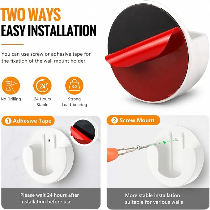 2 Pack Adhesive Indoor Wall Mount, Two Ways Easy Installation - Image 4