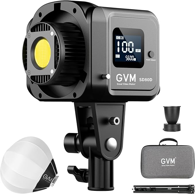 GVM 80W LED Video Light with Lantern Softbox and Tripod Stand Kit, Bi-Color by GVMGreatVideoMaker