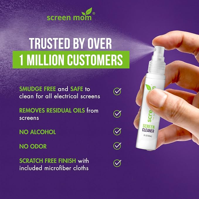 Screen Cleaner Spray and Microfiber Cloths 2-Pack by Screen Mom-Screen Cleaner - Image 4