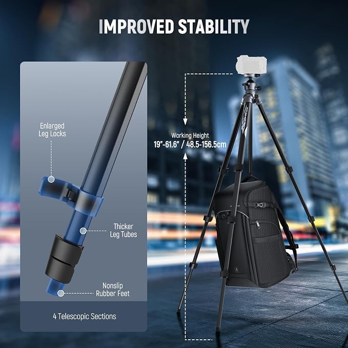 NEEWER LITETRIP LT07 61" Aluminum Travel Tripod - Image 3