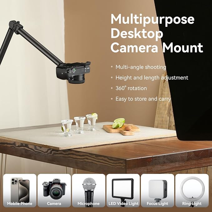 SMALLRIG Overhead Camera Mount, Camera Desk Mount Stand - Image 4