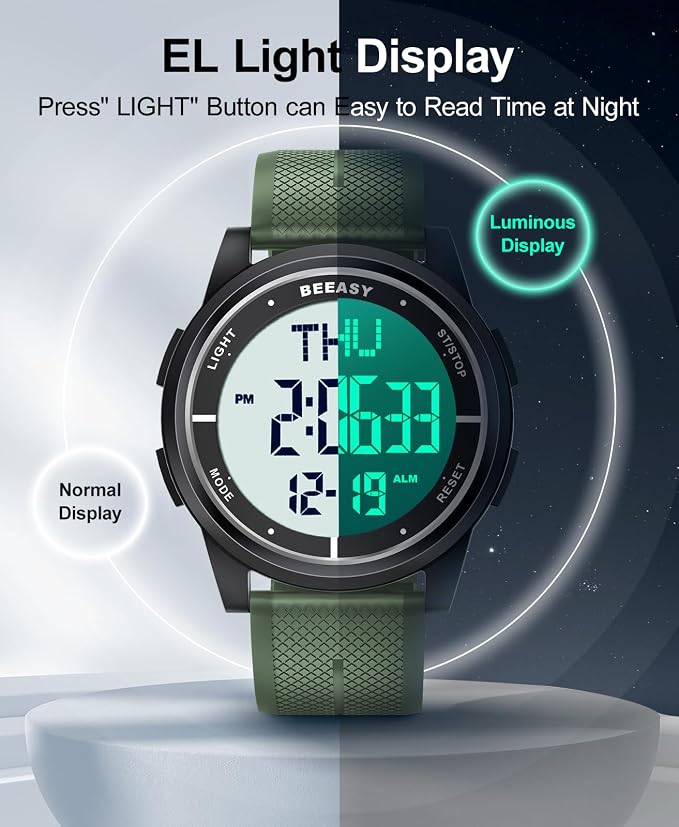 Beeasy Digital Watch for Men Women, 50M Waterproof, Ultra-Thin & Lightweight - Image 5