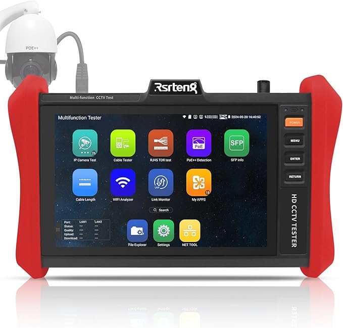Rsrteng CCTV Tester 4K 12MP IP Camera Tester POE++ Max 90W POE Camera Test 8" by Rsrteng