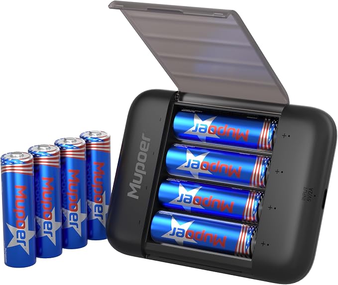 Mupoer Rechargeable AA Lithium Batteries by Mupoer