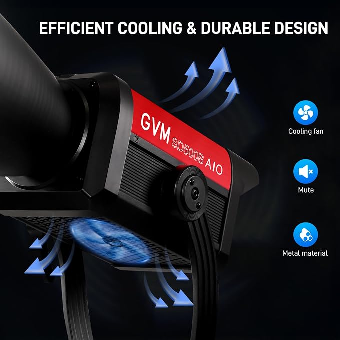 GVM 500W COB LED Video Light, APP Control, Bi-Color Continuous Output Lighting - Image 5
