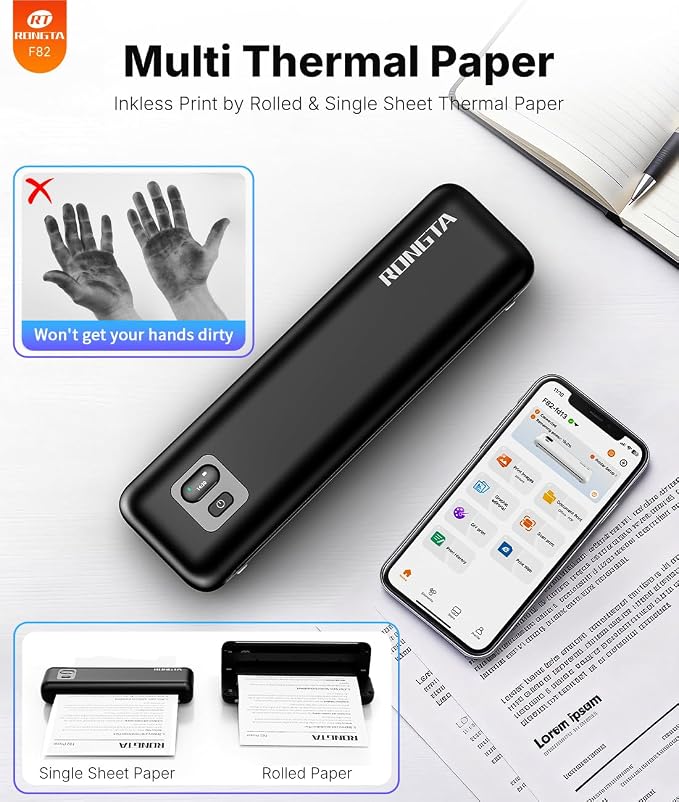 Rongta Portable Thermal Printer, Inkless Wireless Printers Compatible - Image 6