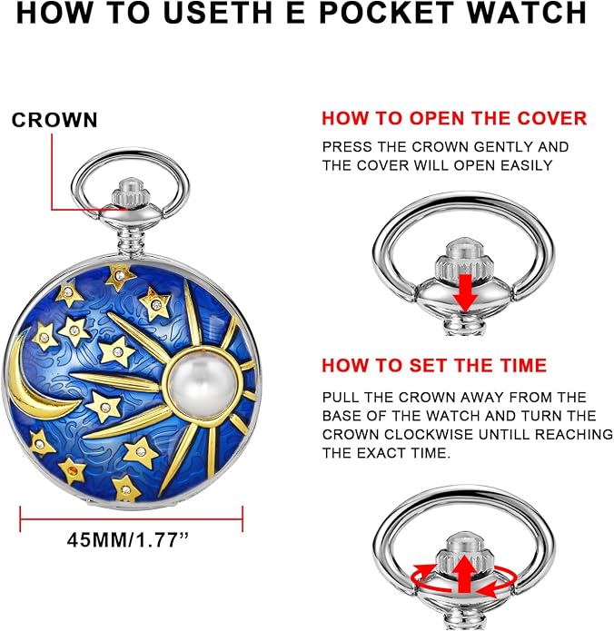 Men's Pocket Watch, Arabic Digital Dial Pocket Watches - Image 7