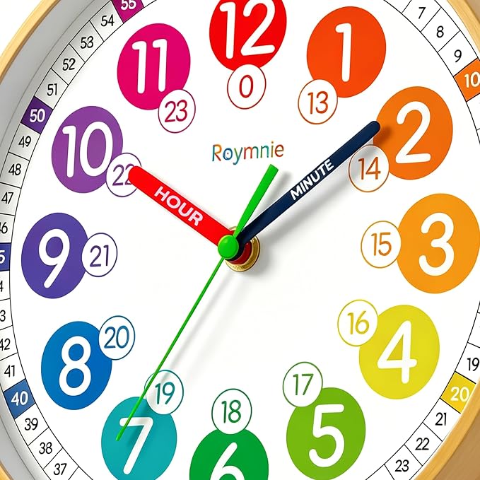 Roymnie Wall Clock for Kids Battery Operated Silent Non Ticking Analog Clock - Image 4