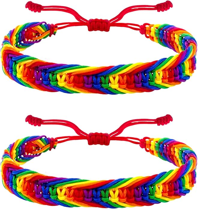 Nanafast Titanium Stainless Steel Rainbow LGBT Pride Bracelet Handmade Braided by Nanafast