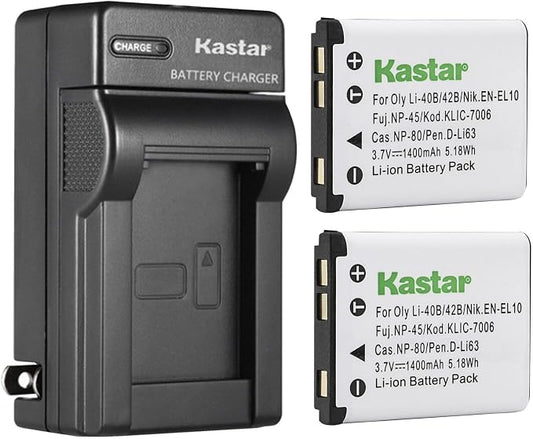 Kastar 2-Pack Li-42B Battery and AC Wall Charger Replacement by Kastar