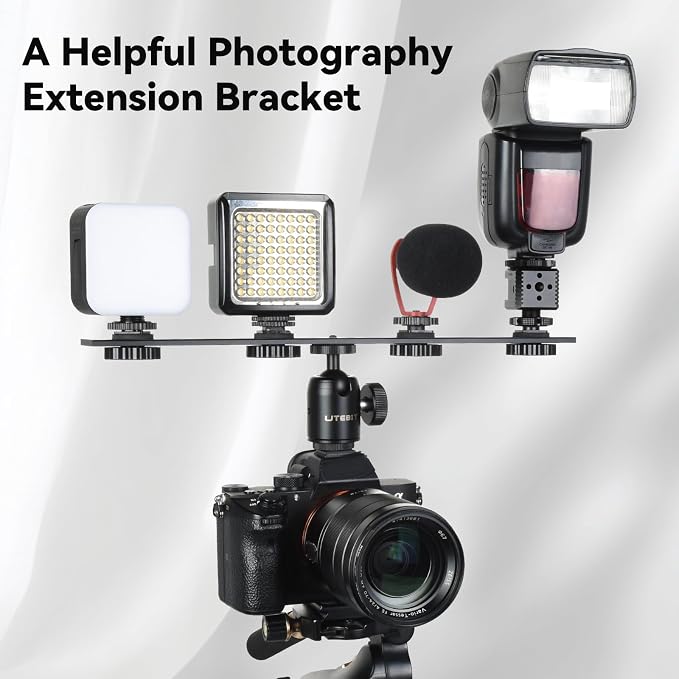 UTEBIT 13 inch Flash Bracket, Long Dual Camera Mount Flash Bracket Extension Bar - Image 7