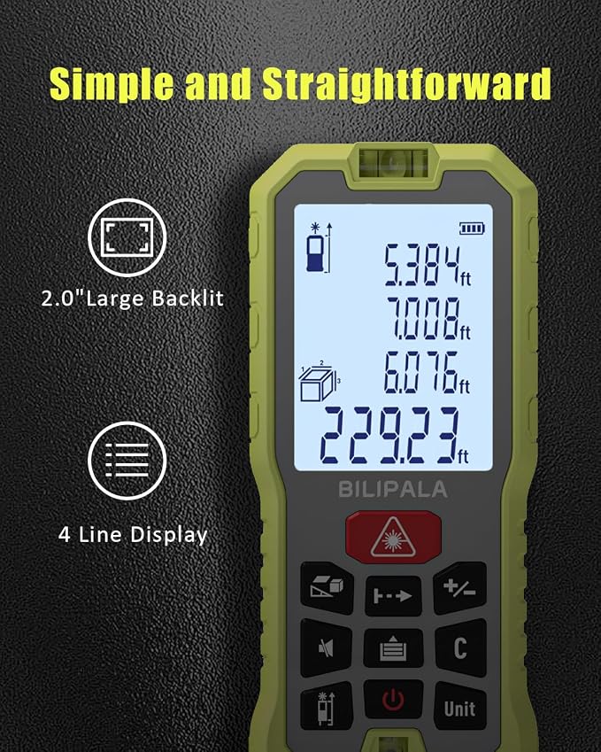 Laser Measure 229ft, Digital Laser Distance Meter - Image 4
