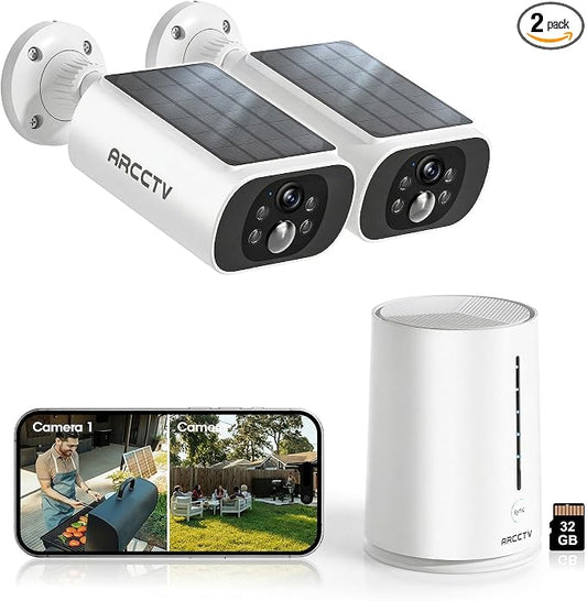ARCCTV Solar Security Cameras Wireless Outdoor, No Monthly Fee, 2-Camera Bullet by ARCCTVSecurity