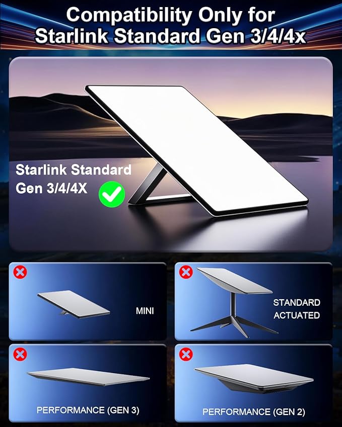 Starlink Standard Gen 3/4/4X Pipe Adapter Mount, Secure Pole Mount Kit - Image 2