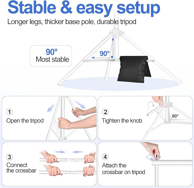 EMART Backdrop Stand 10x7ft Photo Studio Adjustable Background Stand Support kit - Image 4