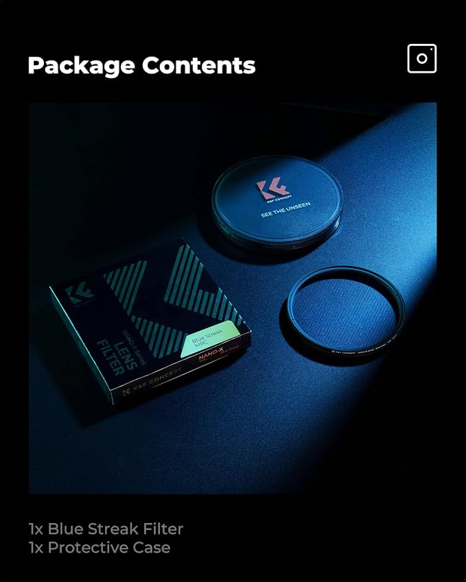 K&F CONCEPT 82mm Blue Streak Effect Lens Filter Anamorphic Optical Glass Light - Image 7