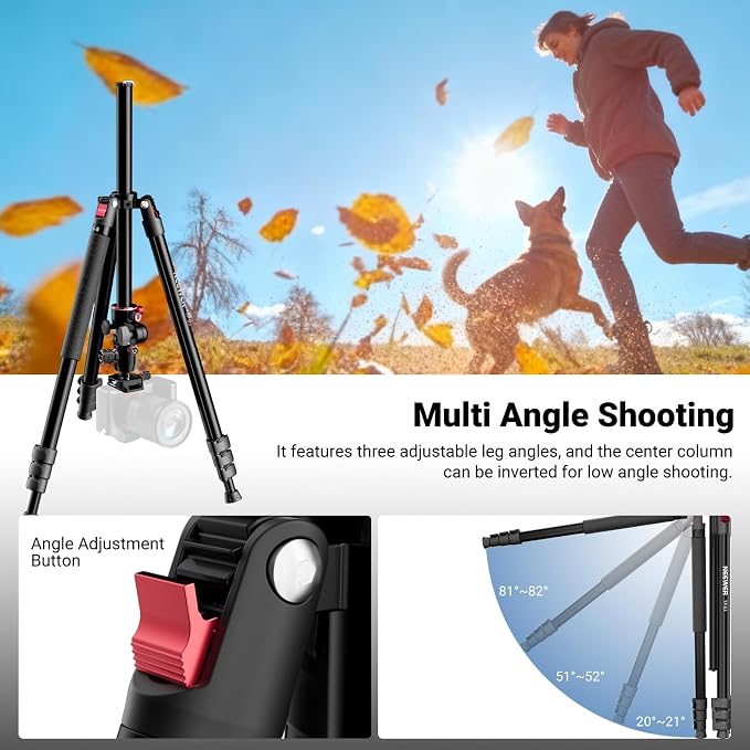 NEEWER 90 Inch Tall Overhead Horizontal Camera Tripod Monopod - Image 6