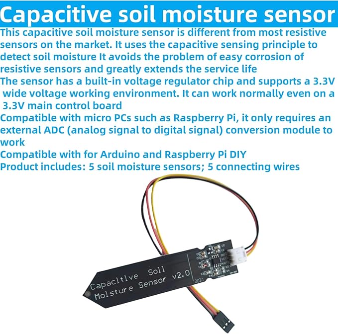 10Pcs 3.3V Capacitive Soil Moisture Sensor Module | Compatible - Image 4