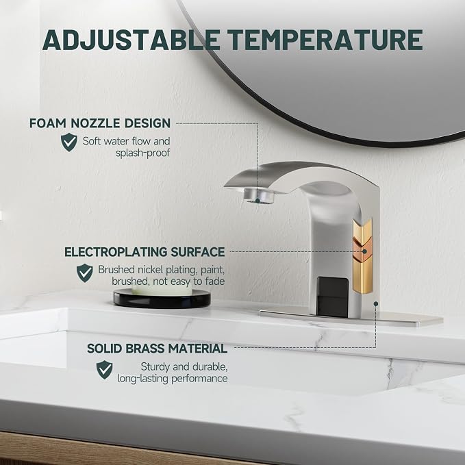 Touchless Bathroom Sink Faucets, Brushed Nickel - Image 4