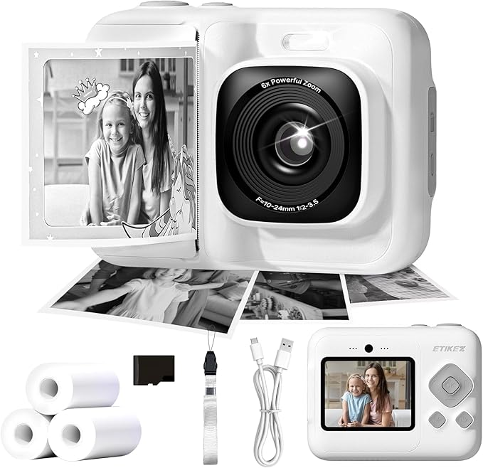 Kids Camera, 1080P Instant Digital Print Camera by ETIKEZ