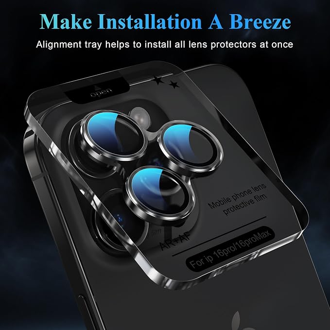 YWXTW Camera Lens Protector for iPhone 16 Pro/iPhone 16 Pro Max, Tempered Glass - Image 5