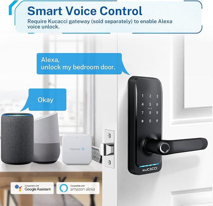 Smart Door Lock with Handle: Kucacci Keyless Entry Digital Door Lock - Image 5