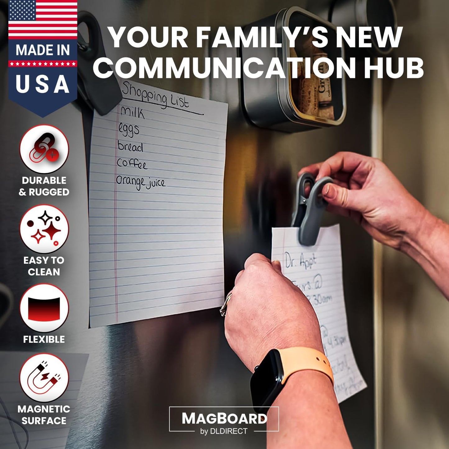 Diamond Life Magnetic Board - Memo & Vision Board for Home, School & Office - Magnet Board for Kids - Pre-drilled Mounting Screws Included (Stainless Steel 24"x72")