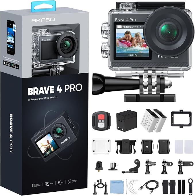AKASO Brave 4 Pro 4K30FPS Action Camera - 131ft Underwater Camcorder Waterproof by AKASO