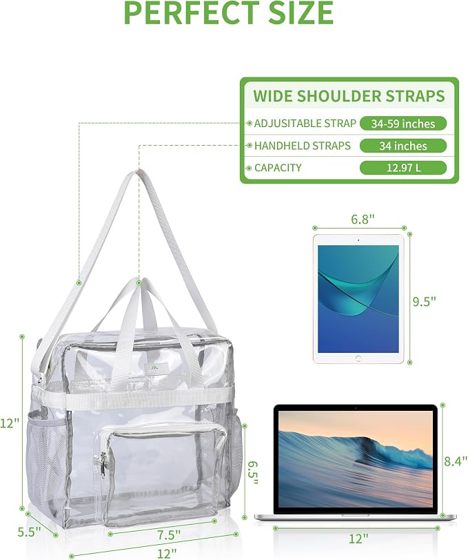 MAY TREE Clear Bag for Stadium Events 12×6×12 Clear Tote Lunch Bag - Image 2