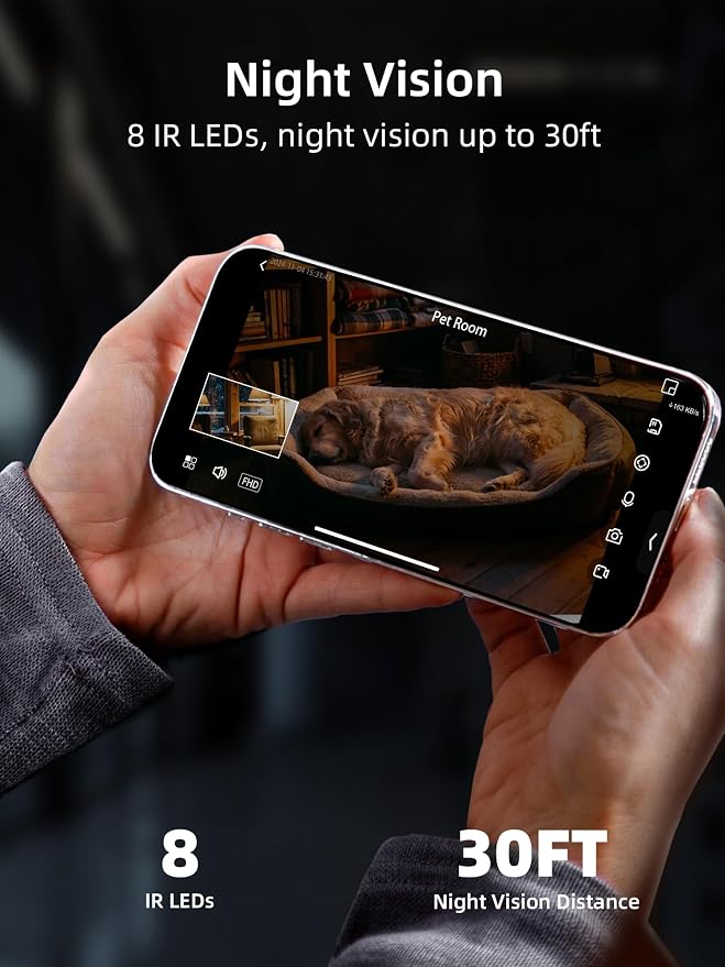 VIRTAVO Indoor Pet & Baby Camera, No Subscription Required, Dual-Lens 360° PTZ - Image 5