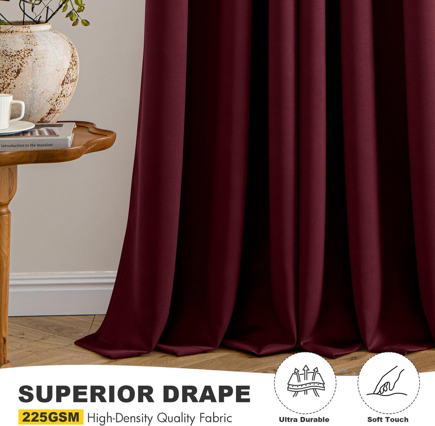 MIULEE Short Curtains for Windows - Burgundy Red Blackout Half Window Curtains Thermal Insulated Privacy Drapes for Kitchen Bedroom Bathroom Grommet Top Small Basement Tiers W40 x L36 Inch 2 Panels