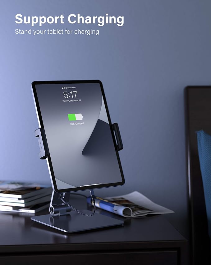 Maxonar iPad Stand Holder, Heavy-Duty Aluminum Alloy Tablet Stand, 360° Swivel - Image 5