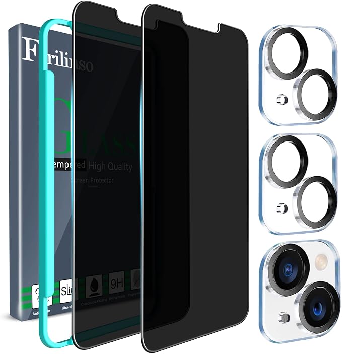 Ferilinso for iPhone 13/14 Privacy Screen Protector 2 Pack 9H Anti Spy Tempered by Ferilinso