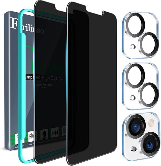 Ferilinso for iPhone 13/14 Privacy Screen Protector 2 Pack 9H Anti Spy Tempered by Ferilinso