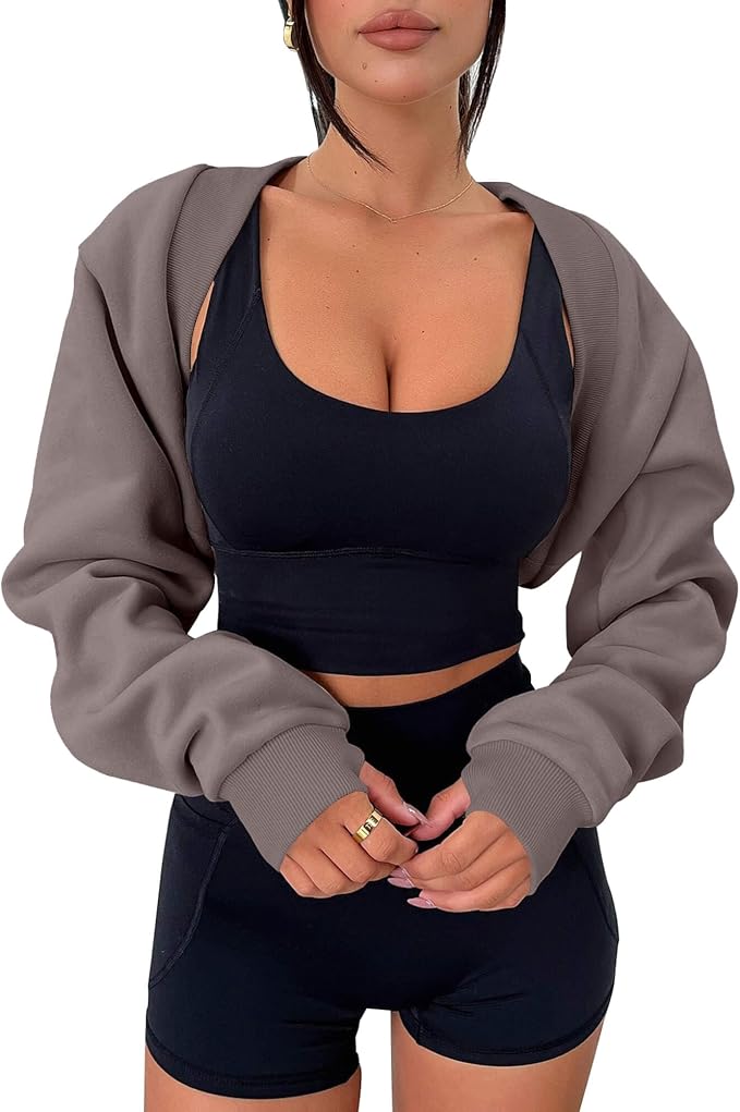 Zwurew Women's Bolero Shrug Long Sleeve Cropped Sweatshirt by Zwurew