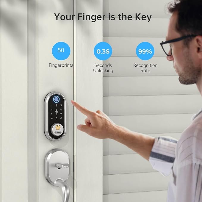 Smart Deadbolt, SMONET Fingerprint Electronic Deadbolt Door Lock - Image 4
