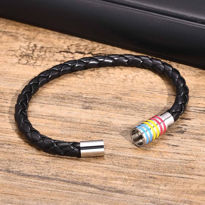 Nanafast Titanium Stainless Steel Rainbow LGBT Pride Bracelet Handmade Braided - Image 4
