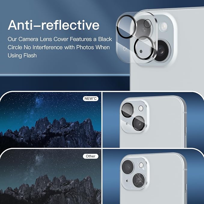 NEW'C 3x Privacy for iPhone 15 Screen Protector+ 3x Camera Lens Protector - Image 7