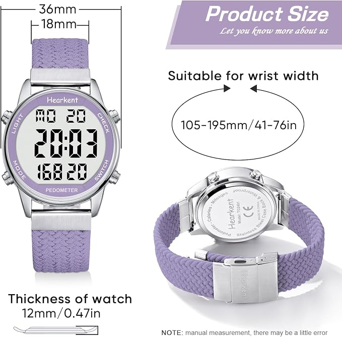 Hearkent Pedometer Watch for Walking Steps and Miles-Men&Women-Step Counter for - Image 2