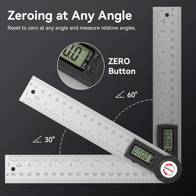 GemRed 82305 Digital Angle Finder GemRed Protractor Stainless steel 7inch 200mm - Image 6