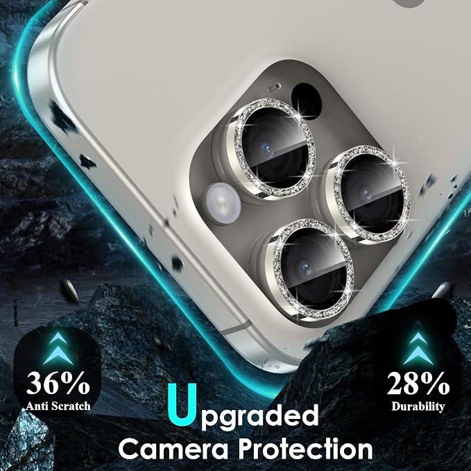YWXTW Designed for iPhone 15 Pro/iPhone 15 Pro Max Camera Lens Protector Bling - Image 3