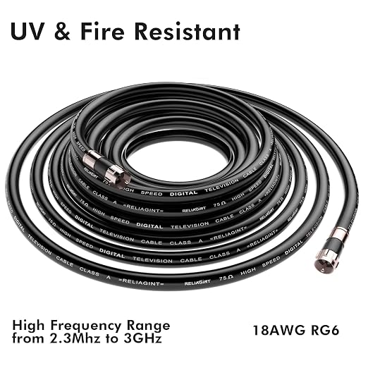 100ft RG6 Coaxial Cable Black, 75 Ohm Coax Cable - Image 4