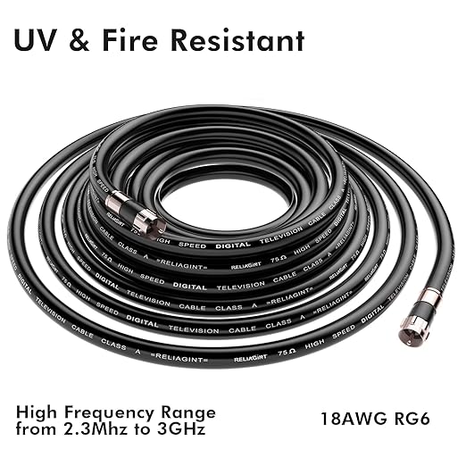 125ft RG6 Coaxial Cable Black, 75 Ohm Coax Cable - Image 4