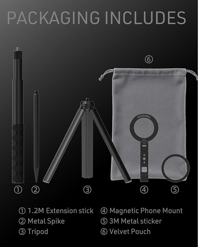 MOSENVKA Golf Tripod & Monopod Magnetic Phone Holder Golf Selfie Stick Tripod - Image 8