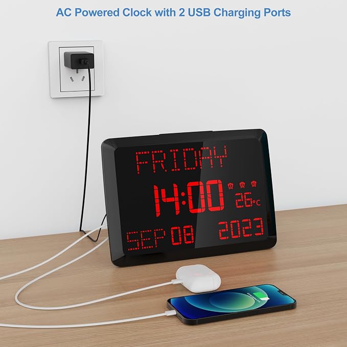 Raynic Digital Clock, 11.5" Large Display Digital Calendar Clock - Image 3