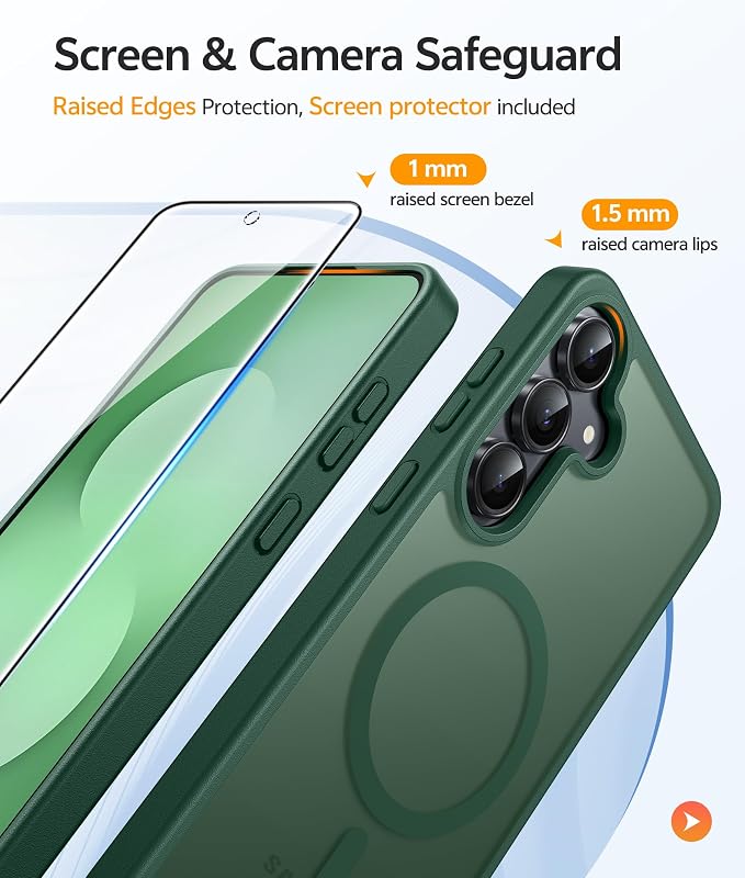 FNTCASE for Samsung Galaxy S25 FE Case: Magnetic Translucent Matte Military - Image 4