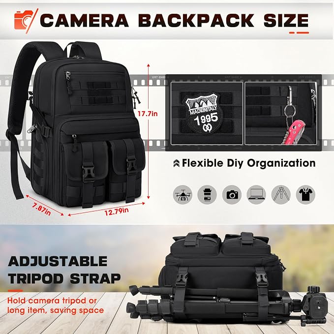 RAINSMORE Camera Bag Backpack for DSLR/SLR/Mirrorless Camera Bags for - Image 5