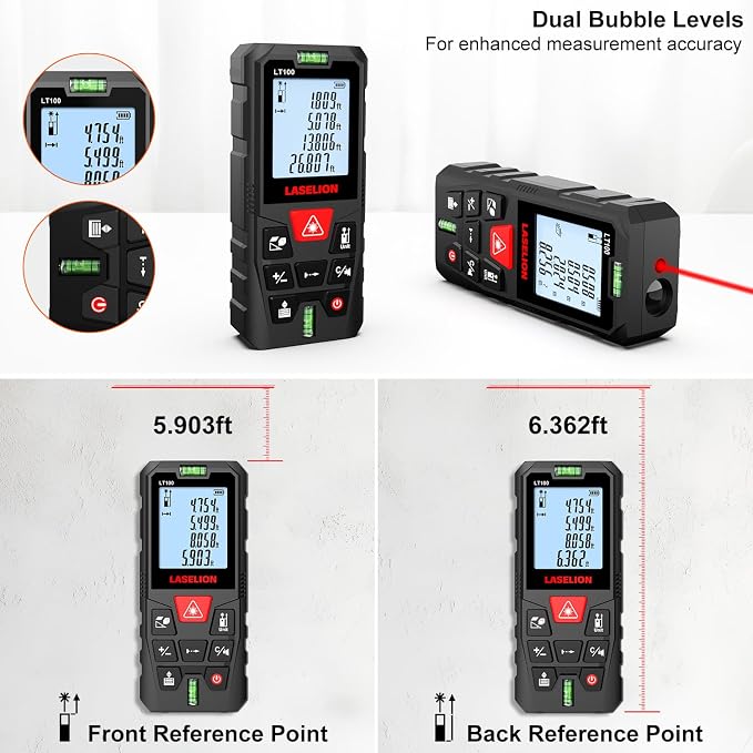 LT100 Laser Measure, 328ft/100m Laser Measurement Tool, - Image 3