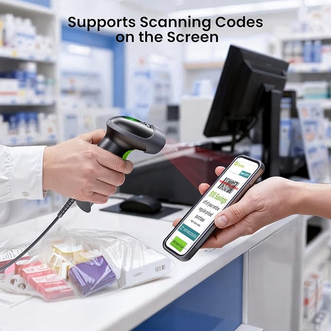 Eyoyo USB Handheld 2D QR Code Scanner, PDF417 Data Matrix Barcode Scanner - Image 4