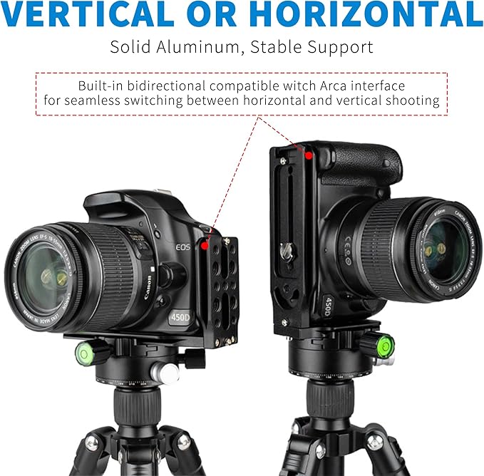 DSLR Camera L Bracket with 1/4" & 3/8" Screw Hole, Vertical Horizontal - Image 3
